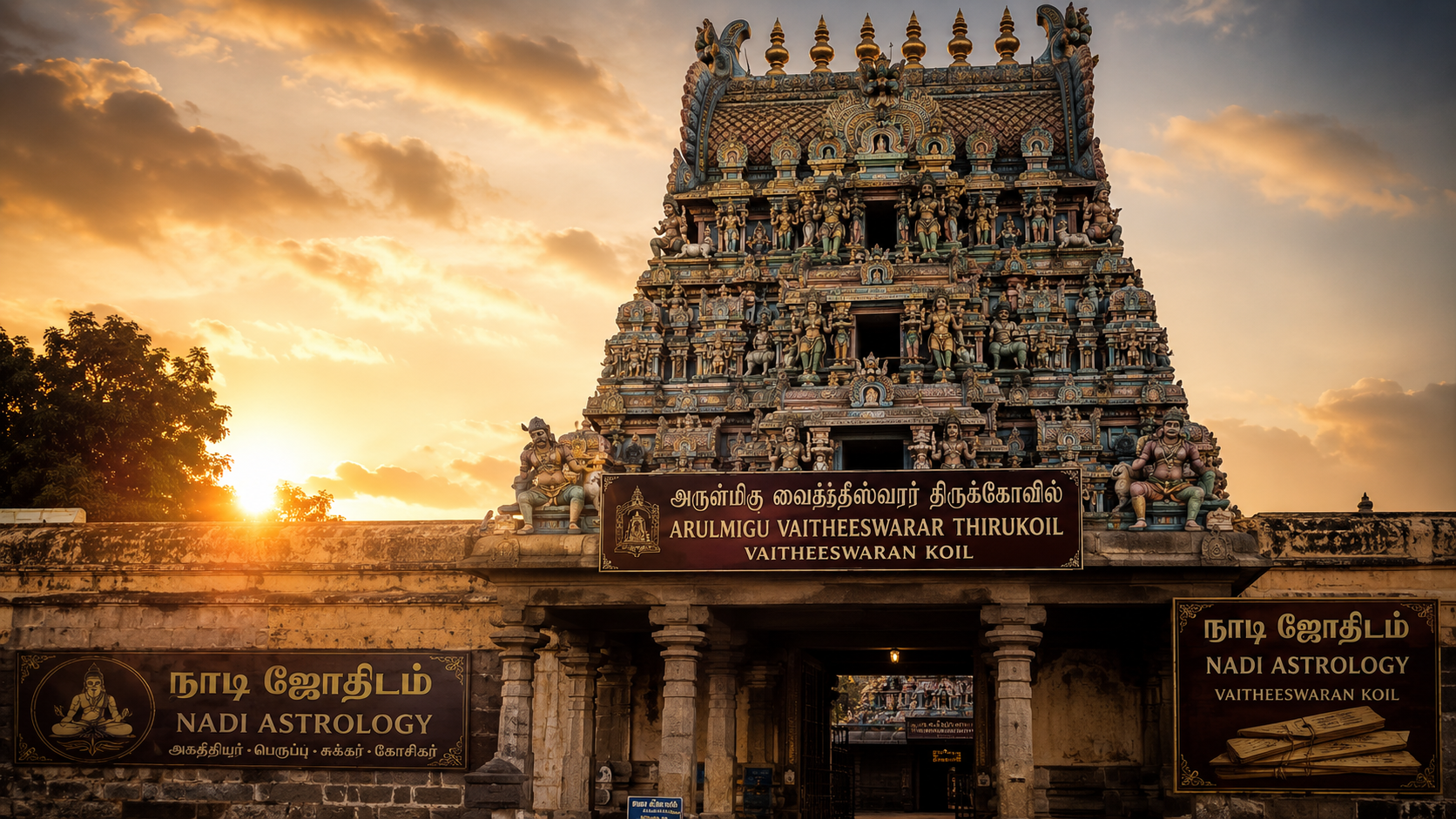 Ancient temple at dusk